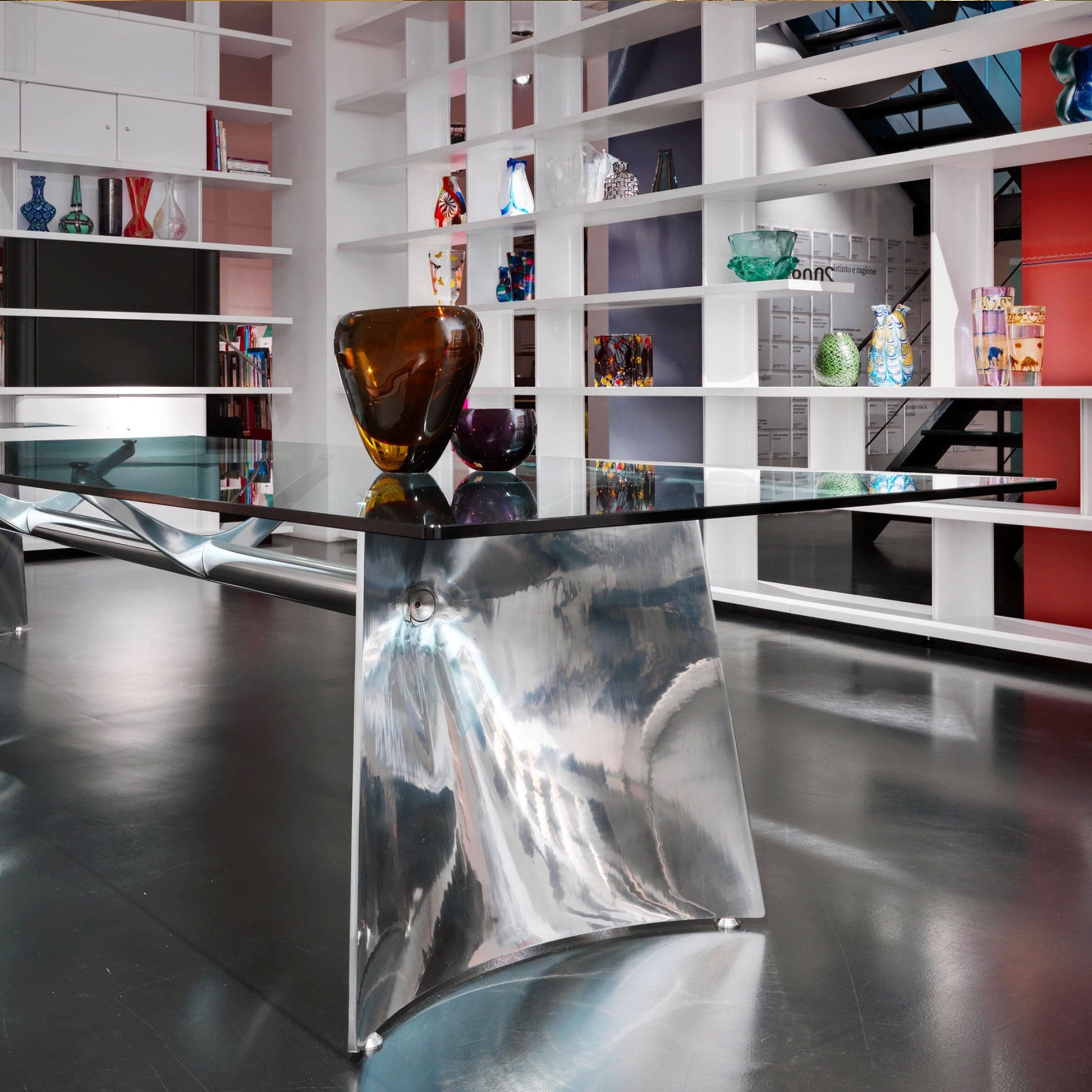 Fratino Dining Table – Architectural Aluminium and Tempered Glass Statement Piece