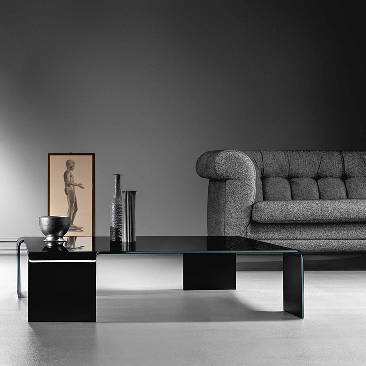 Luxury NEUTRA Curved Glass Coffee Table Modern Italian Style for Villa