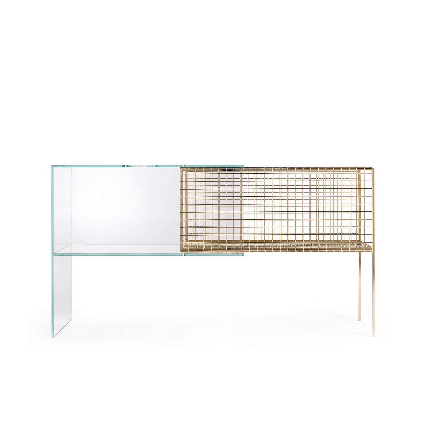 Debeam Console Table – Geometric Glass and Gold Metal by JCP Universe | U.DEB.521.AXX