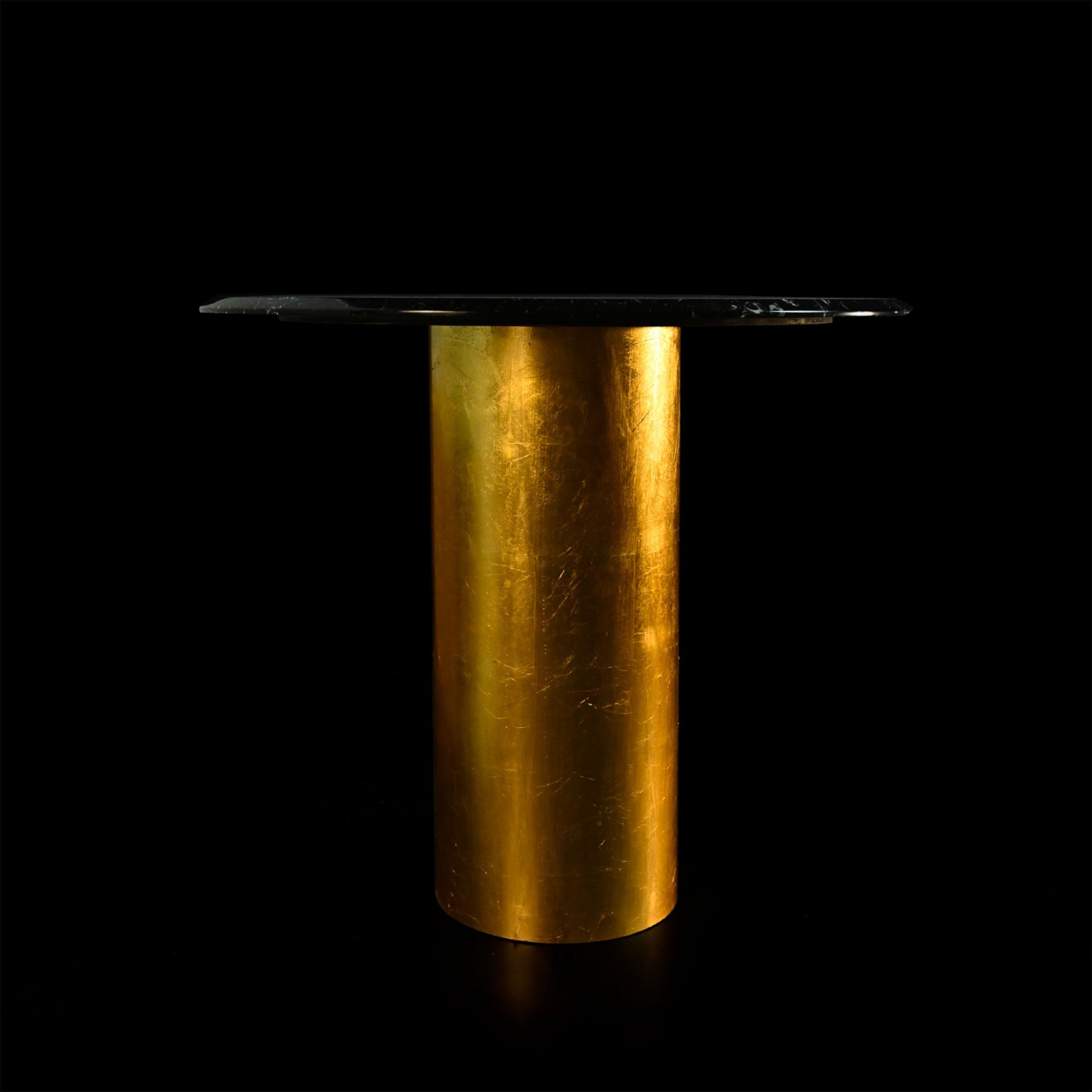Oval Dining Table – Nero Marquina Marble and Gold Leaf Sculptural | NQ1