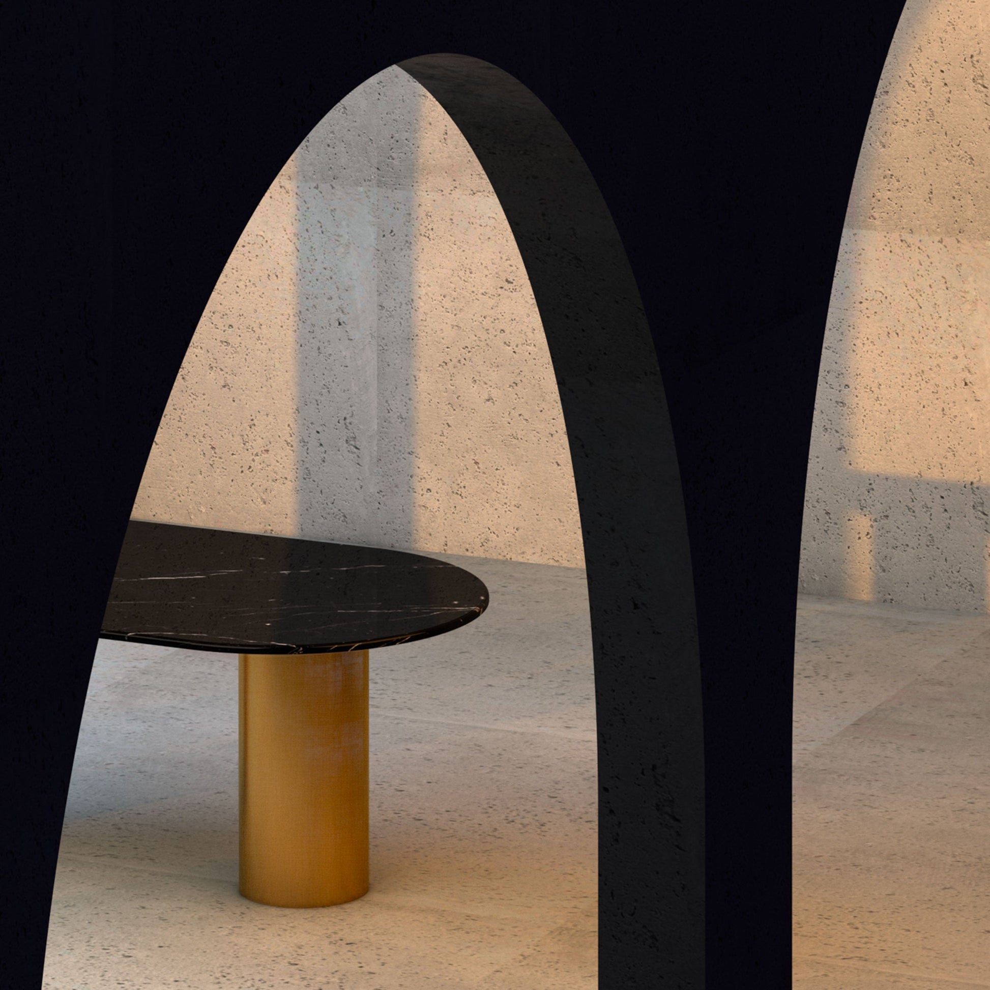 Oval Dining Table – Nero Marquina Marble and Gold Leaf Sculptural | NQ1