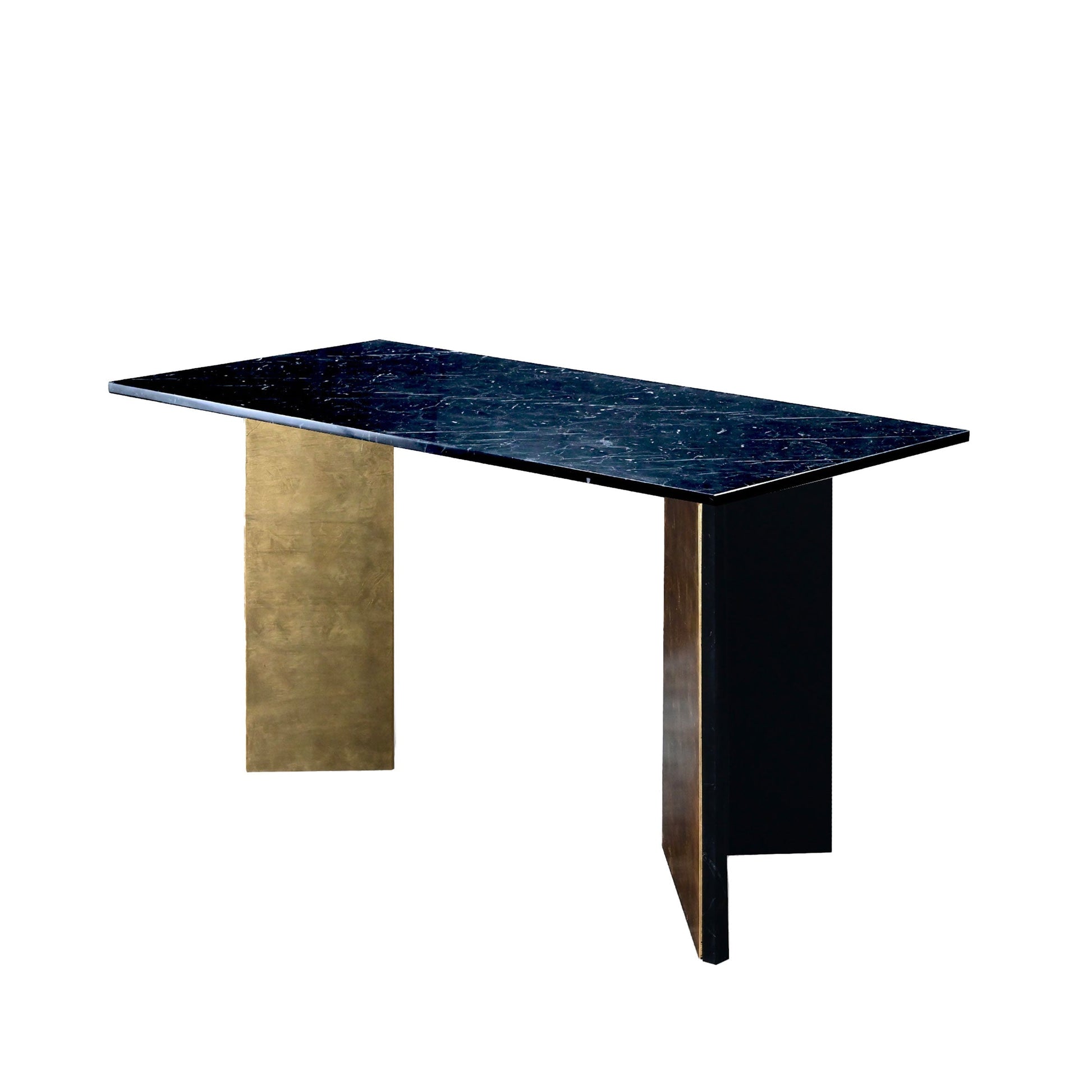 Scorcio Dining Table – Asymmetrical Gold Leaf and Marquinia Marble