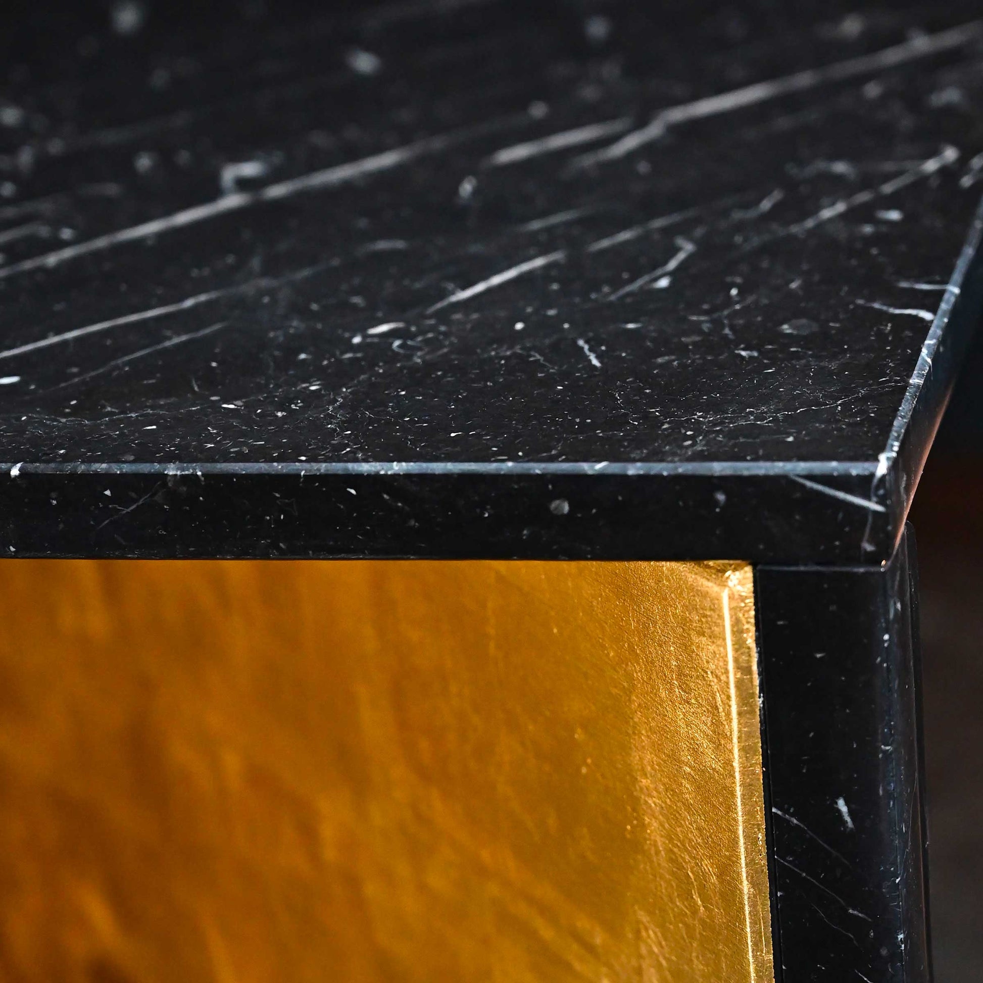Scorcio Dining Table – Asymmetrical Gold Leaf and Marquinia Marble