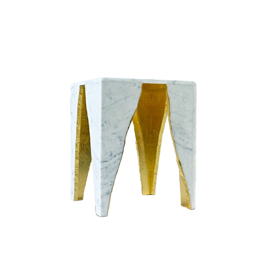 Luxury RAW EDGE Carrara Marble Side Table Modern Italian Style for Villa