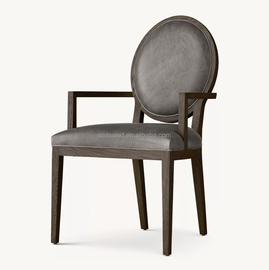 Dining Chair Midcentury Geometric Form – Solid Oak & Leather | 1600417100212