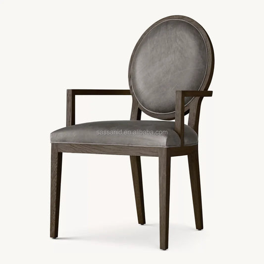 Dining Chair Midcentury Geometric Form – Solid Oak & Leather | 1600417100212