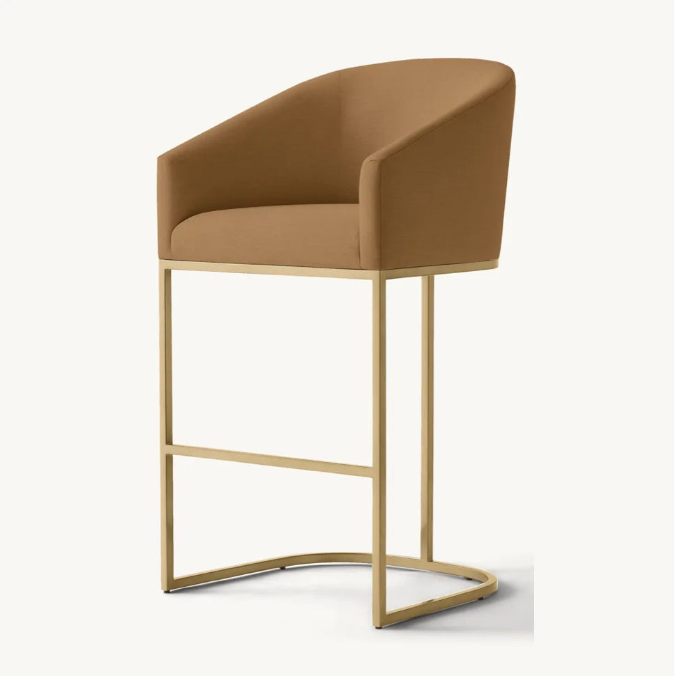 Italian Postmodern Barrelback Bar Stool – Fabric Upholstered Statement Piece