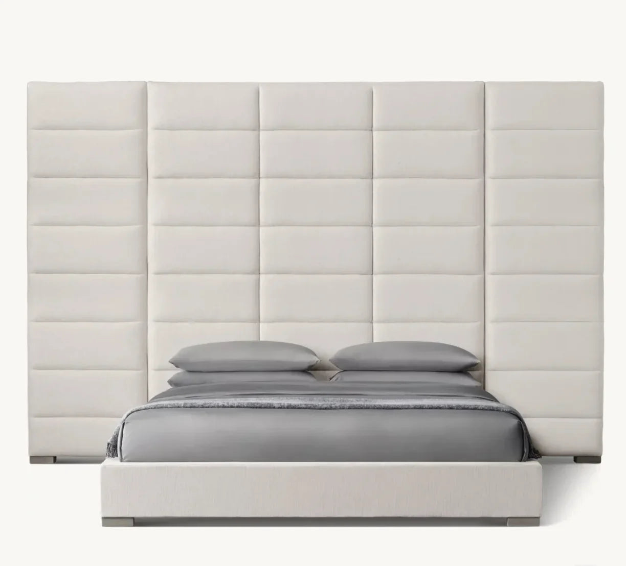 Sassanid Extended Panel Platform Bed – Luxury Fabric Upholstered Statement Piece
