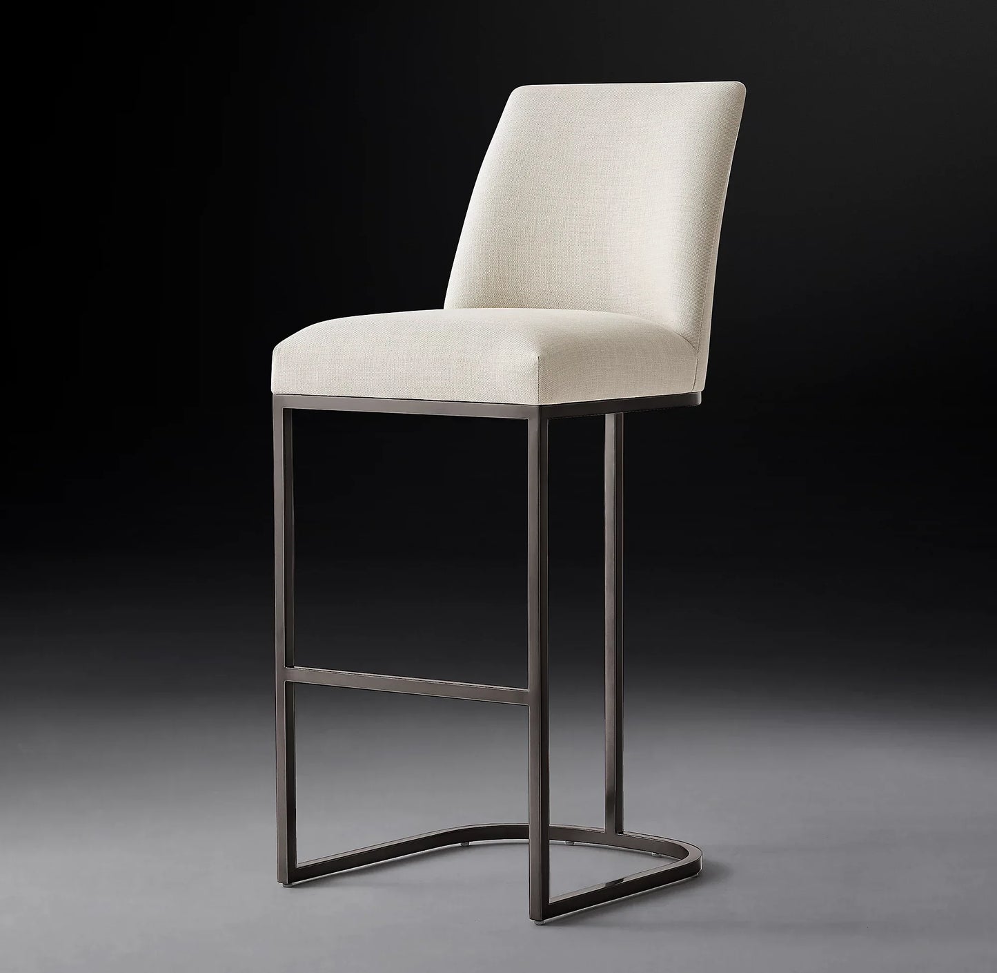 Curved-Back Armless Bar Stool – Contemporary Fabric & Metal Luxury Seating | 1600680837437