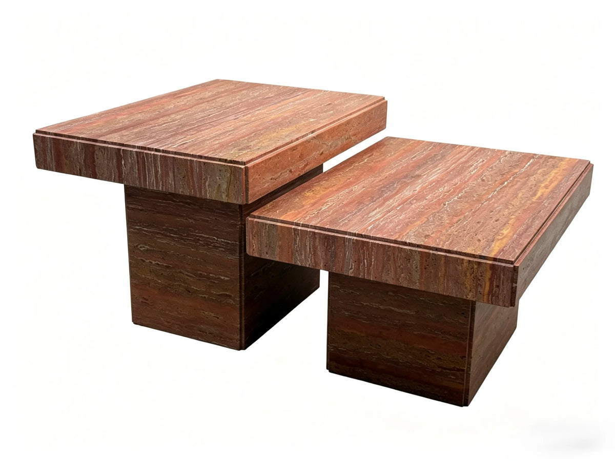 Luxury Square Natural Red Marble Coffee Table Modern Italian Style for Villa