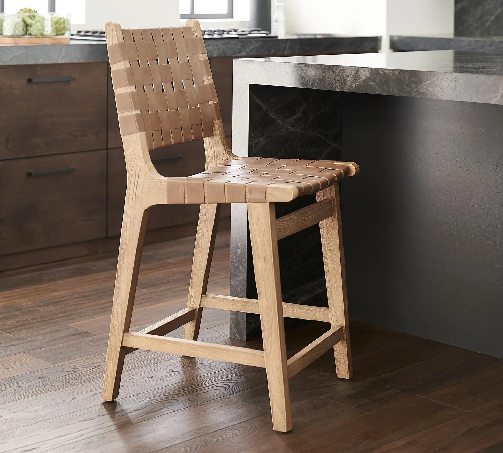 Counter Stool – Modern Classic Design – Woven Leather – Fenton Collection – Kitchen Seating