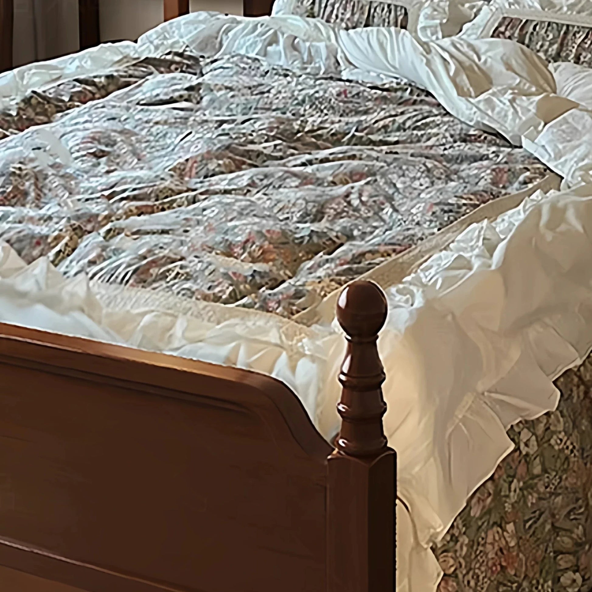 French Provincial Master Bed – Antique Solid Wood Birch Finish | 26-132