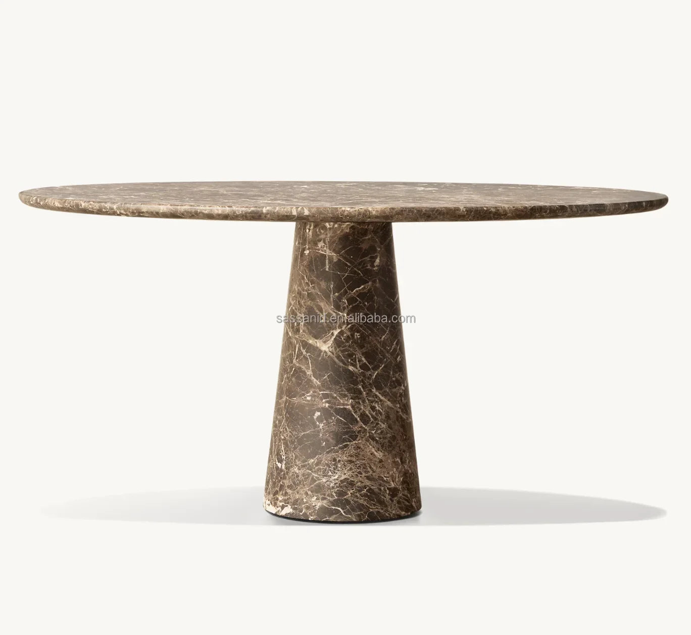 Celline Round Dining Table – Brown Emperador Marble Luxury Statement Piece
