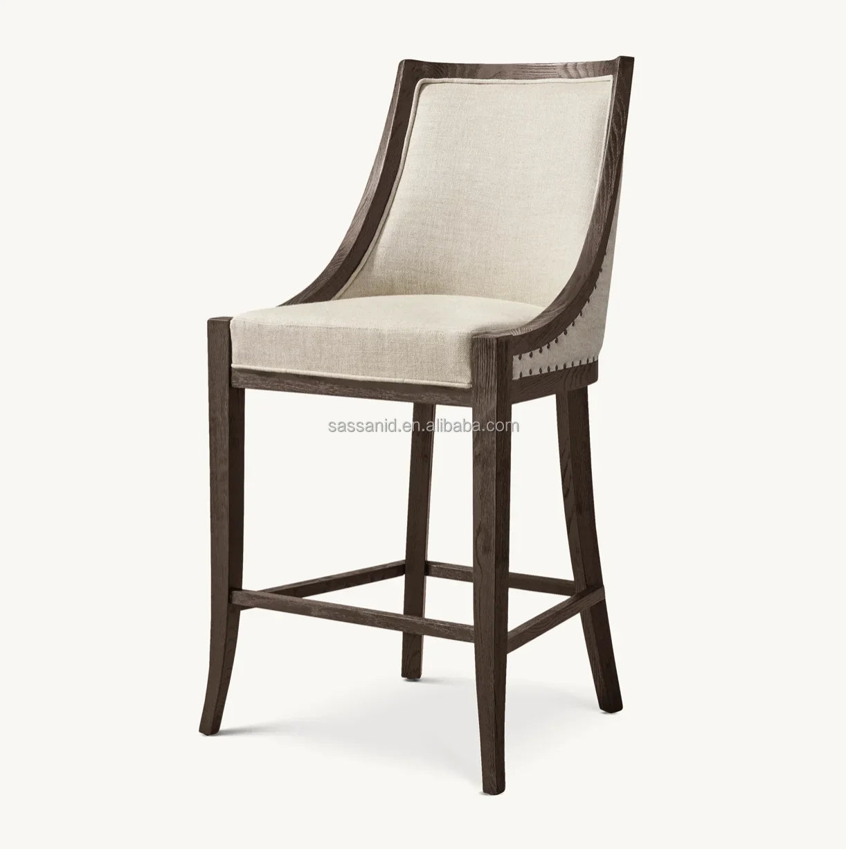 French Empire Bar & Counter Stool – Solid Oak Geometric Statement Piece