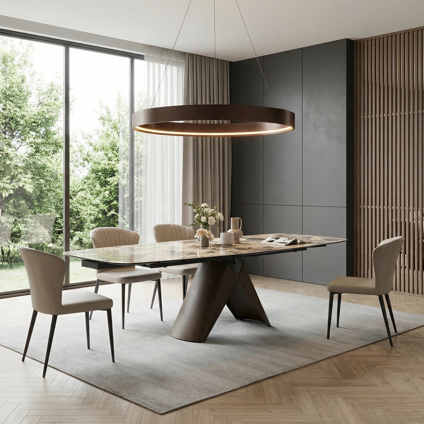 Luxury XT5410 Sintered Stone Extendable Dining Table Modern Italian Style for Villa