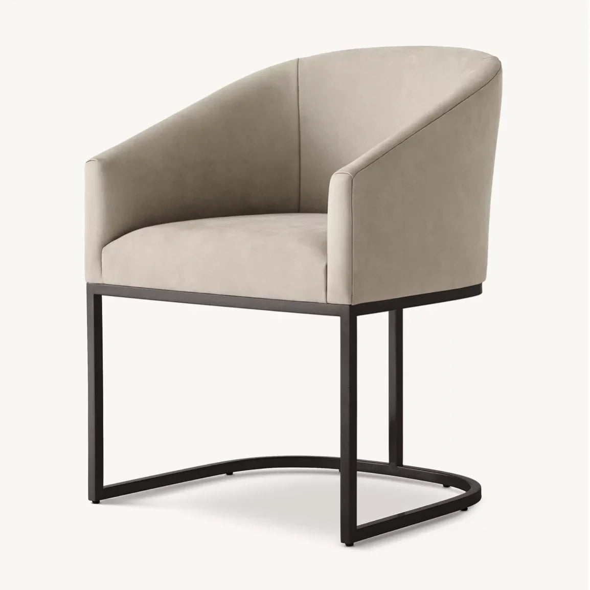 Emery Barrelback Slope Arm Dining Armchair – Midcentury Modern Leather Statement Piece