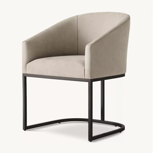 Emery Barrelback Slope Arm Dining Armchair – Midcentury Modern Leather Statement Piece