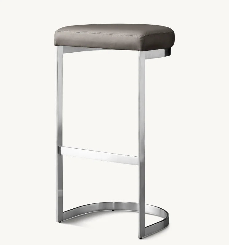 Rome 1960s Leather Bar & Counter Stool – Backless Metal Contemporary Statement Piece