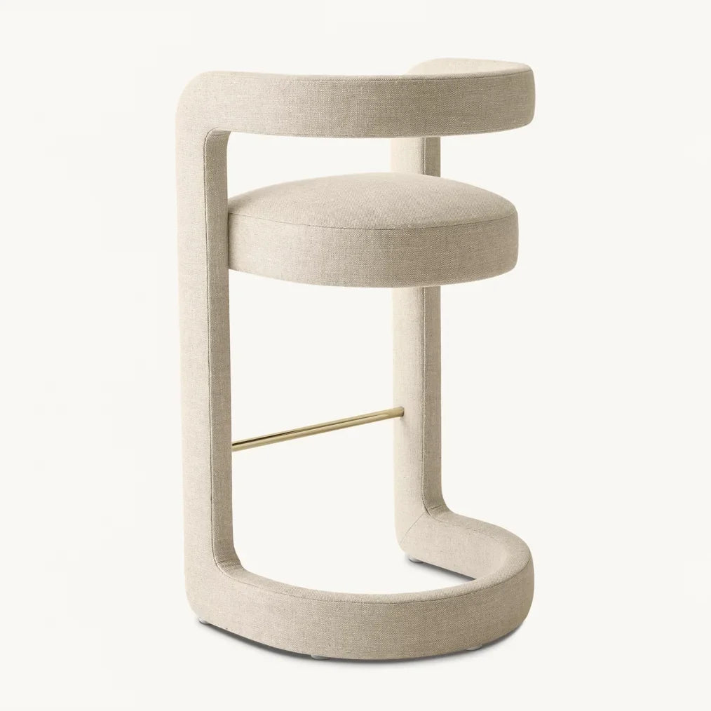 Counter & Bar Stool – Postmodern Expressionist Fabric & Oak Statement Piece