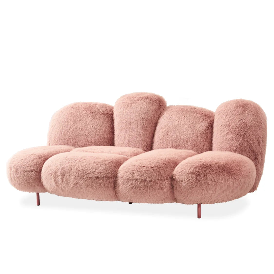 Modern Faux Fur Living Room Set in Pink