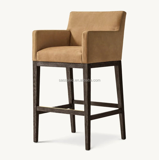 Bar & Counter Stool – Morgan Track Arm Leather & Brown Oak | 1601051650541