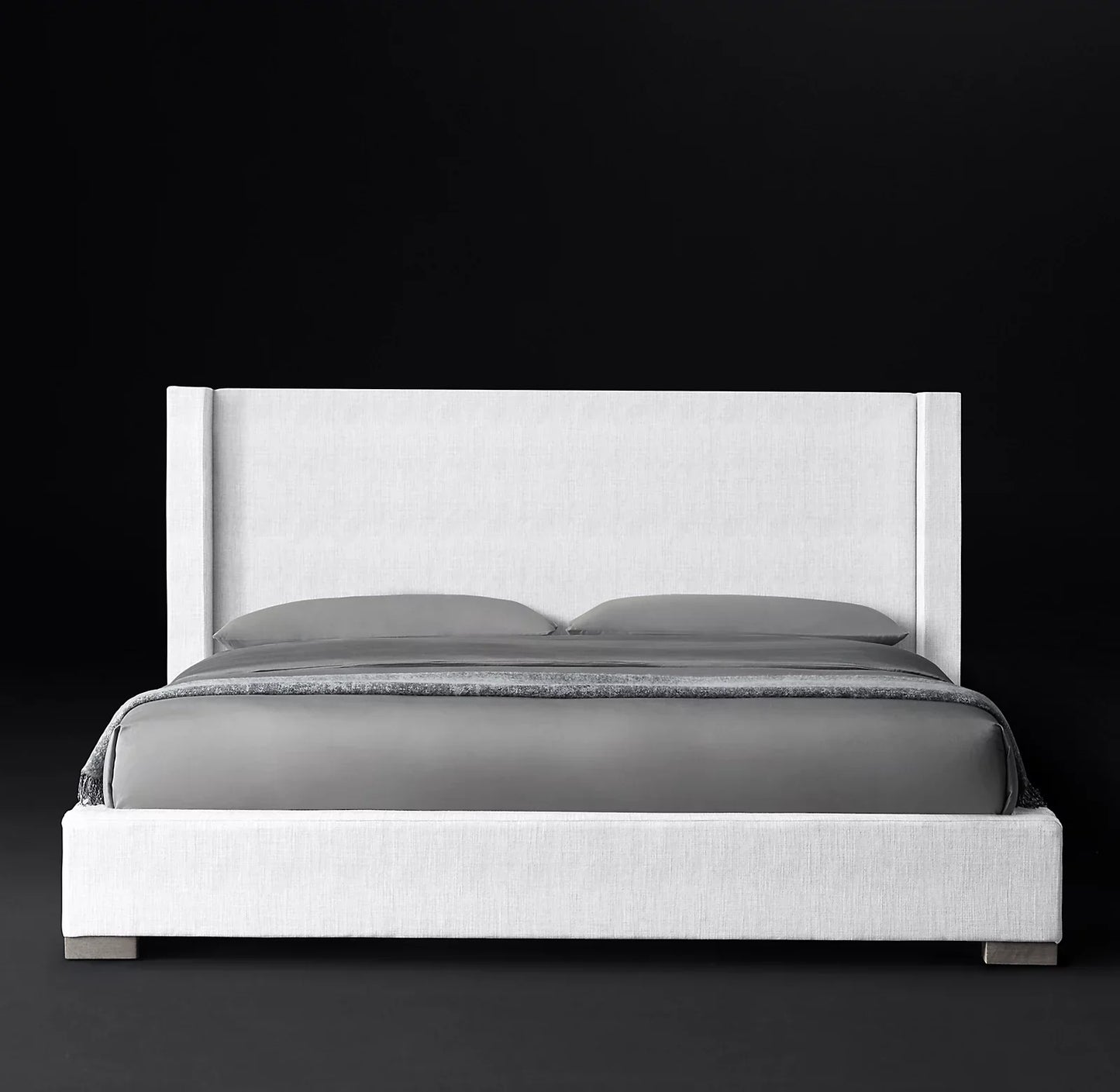 Modernist Shelter Platform Bed – Luxury Oak and Fabric Statement Piece