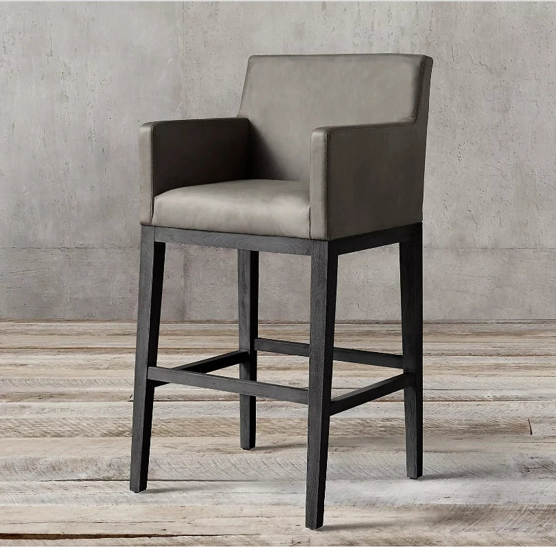 Bar & Counter Stool – Morgan Track Arm Leather & Brown Oak | 1601051650541