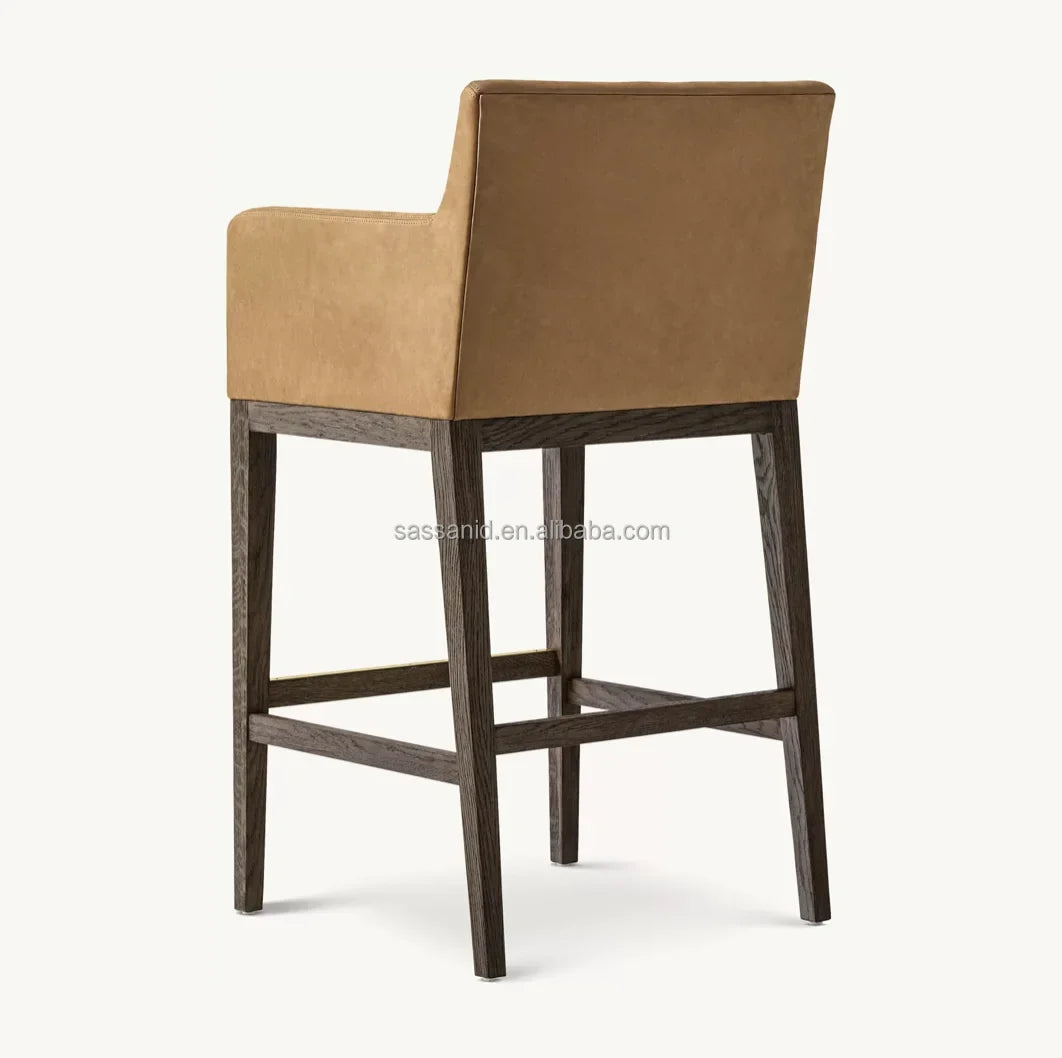Bar & Counter Stool – Morgan Track Arm Leather & Brown Oak | 1601051650541