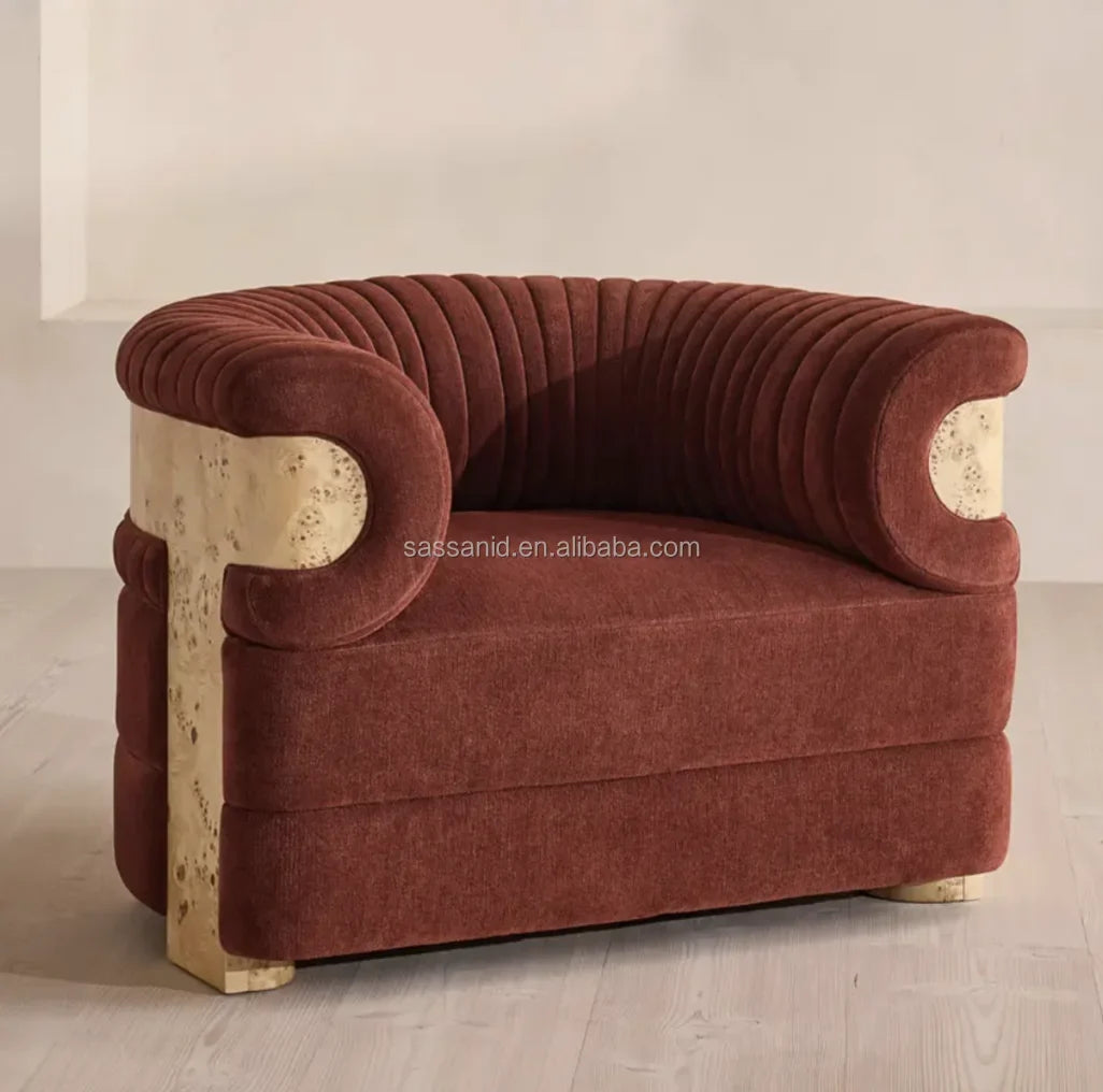 Midcentury Modern Wing Chair – Solid Oak and Linen Chenille Statement Piece