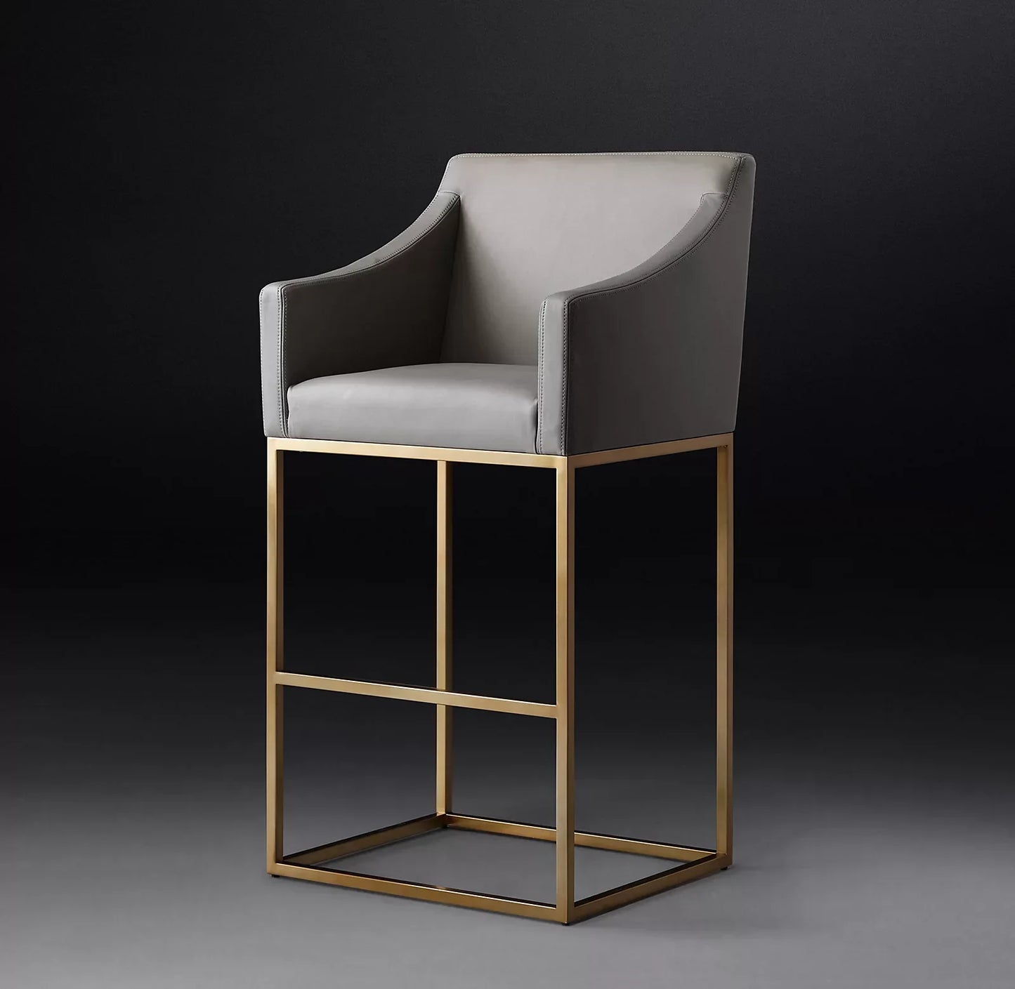 Slope Arm Leather Bar Stool – Mid-Century Designer Seating