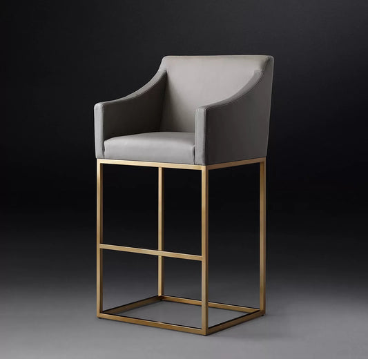 Slope Arm Leather Bar Stool – Mid-Century Designer Seating