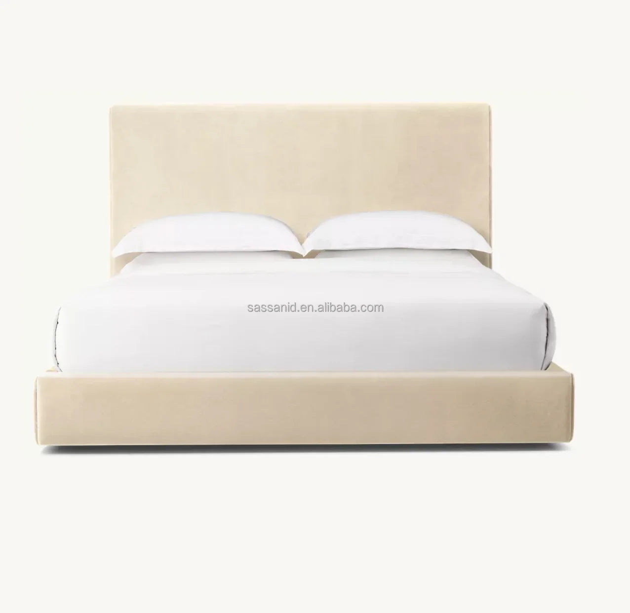 Marmont Fabric Panel Bed – Sculptural Postmodern Platform Statement Piece