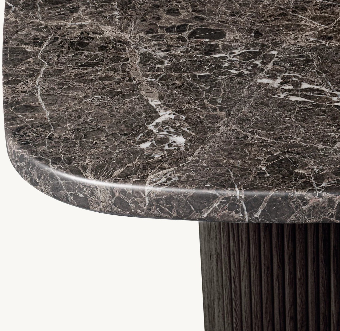 Italian Designer Dining Table – Contemporary Black Emperador Marble and Oak Statement Piece