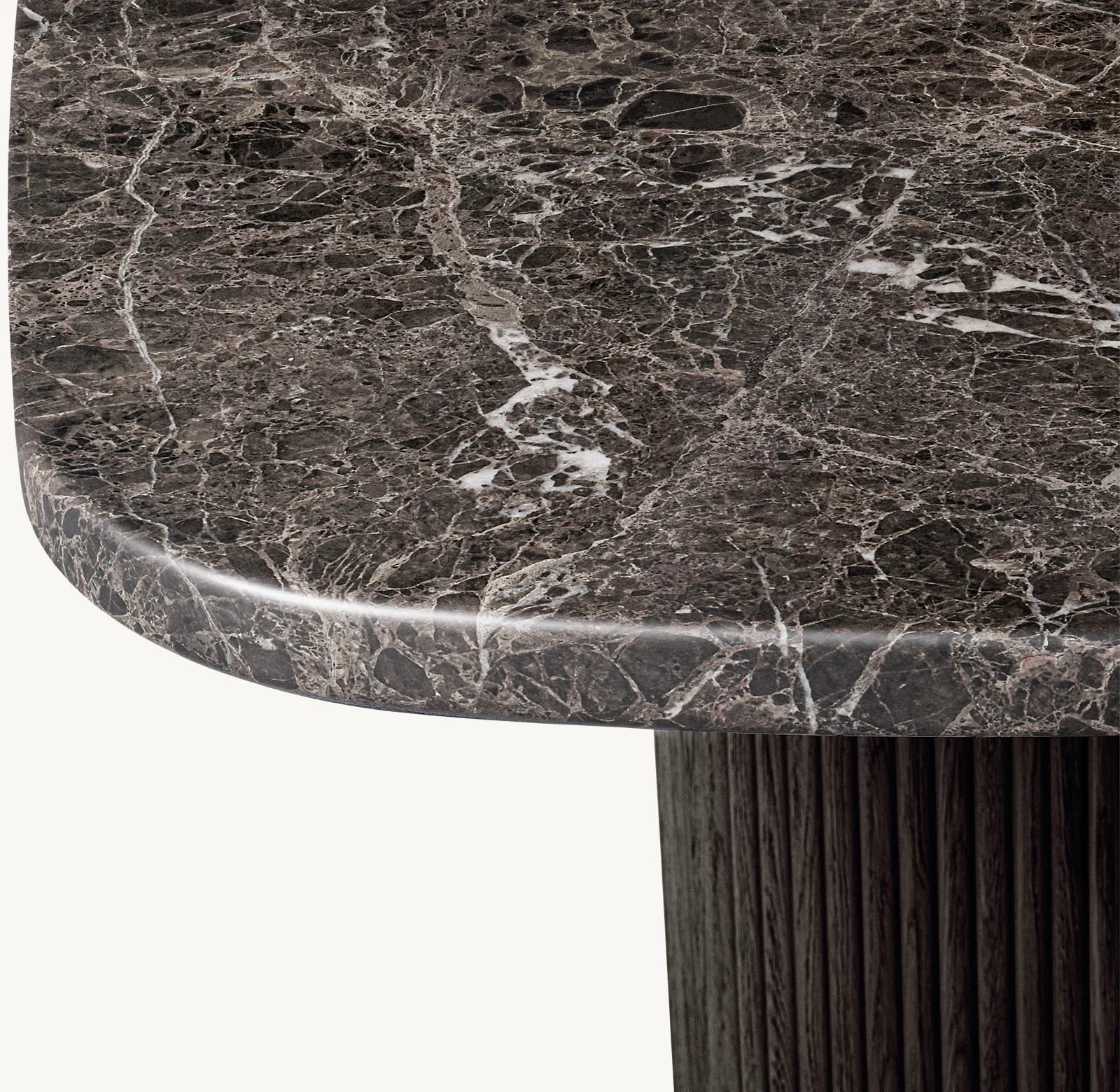 Italian Designer Dining Table – Contemporary Black Emperador Marble and Oak Statement Piece