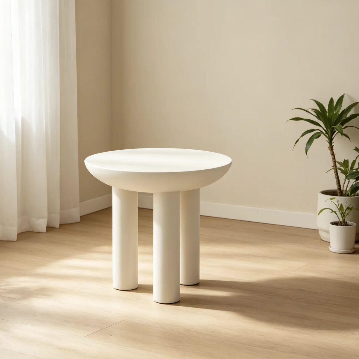 Modern Minimalist Eco-Friendly MDF Side Table in Rice White