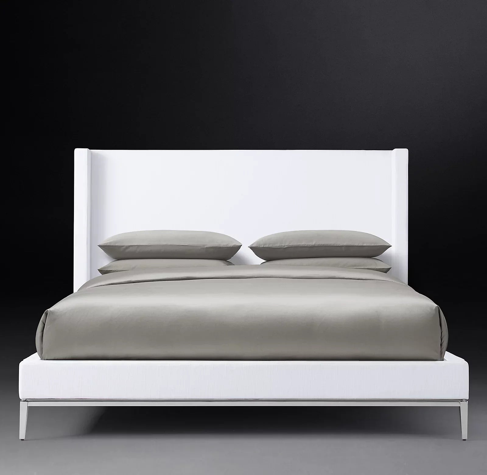 Italian Modernist Shelter Platform Bed – Tufted Fabric Upholstered Statement Piece
