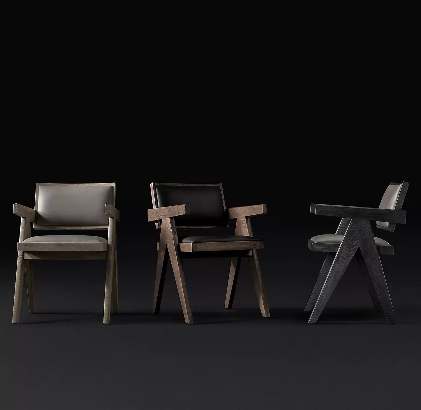 Dining Chair – Midcentury Minimalist Solid Oak and Leather Statement Piece
