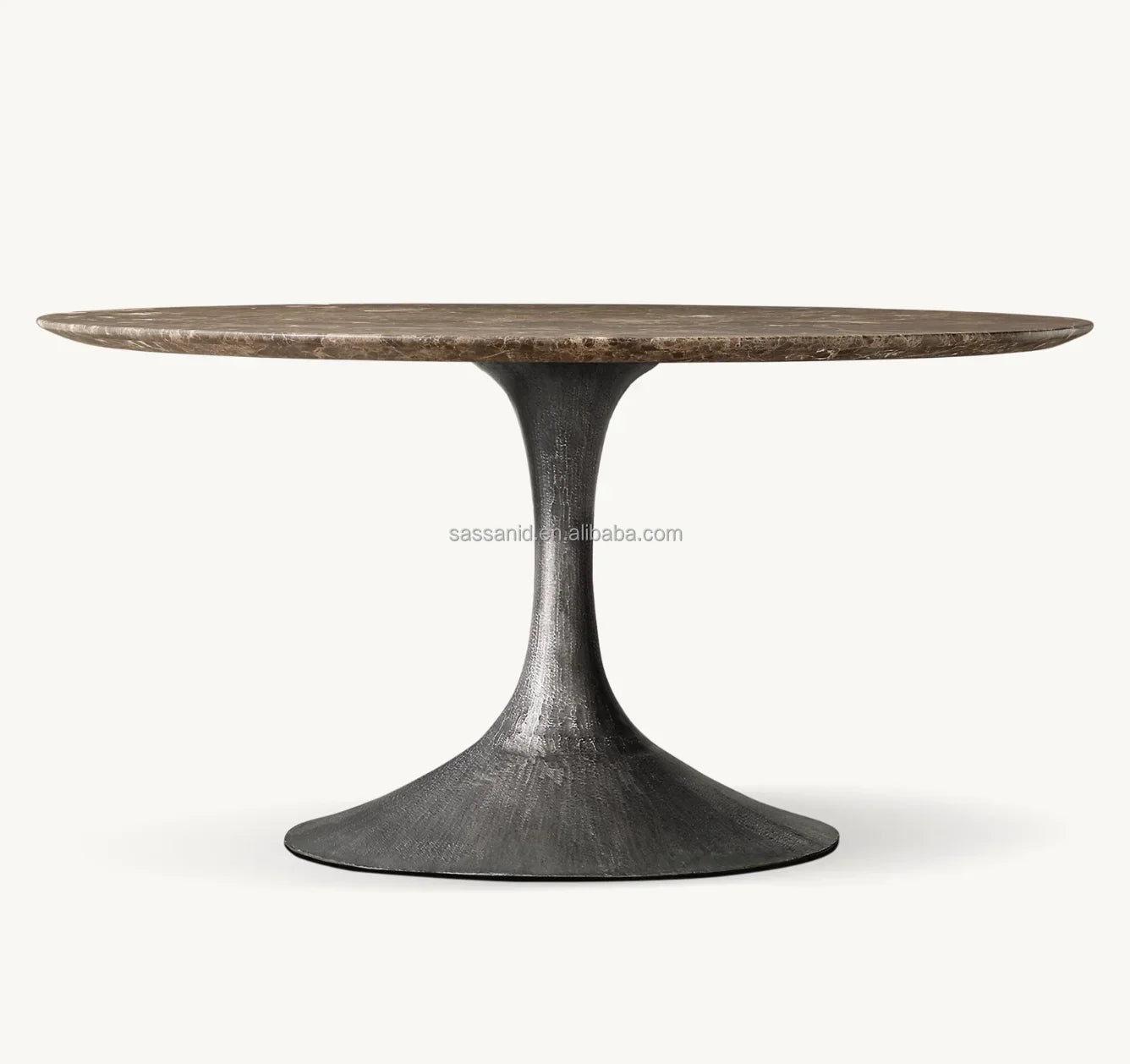 Sassanid Round Dining Table – Brown Emperador Marble Designer Statement Piece