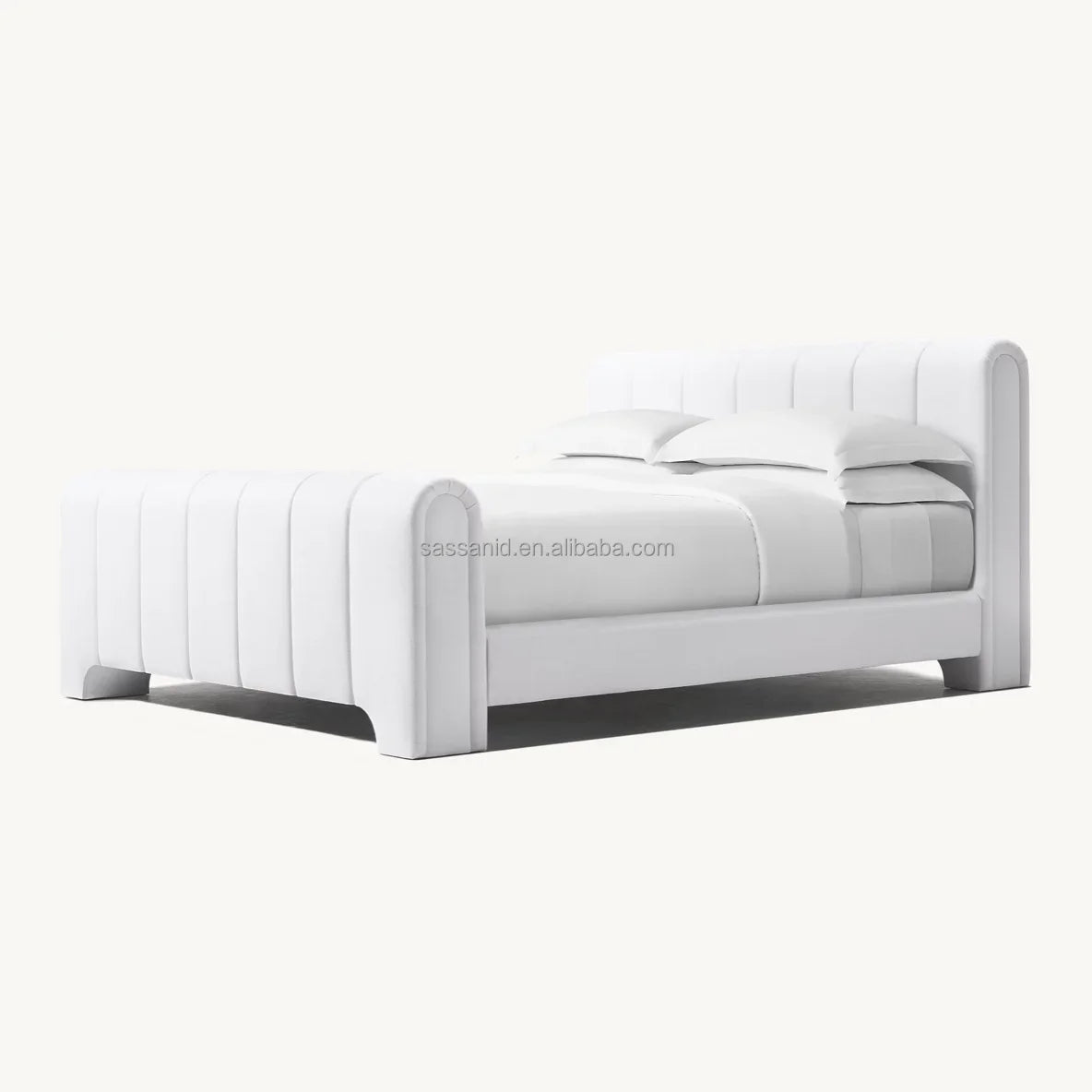 Olivia Fabric Panel Bed – Vertical Channel Upholstered Platform Bed – Contemporary European Design