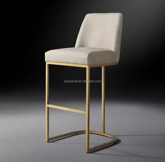 Emery Curved-Back Bar Stool – Midcentury Leather & Solid Oak Designer Furniture