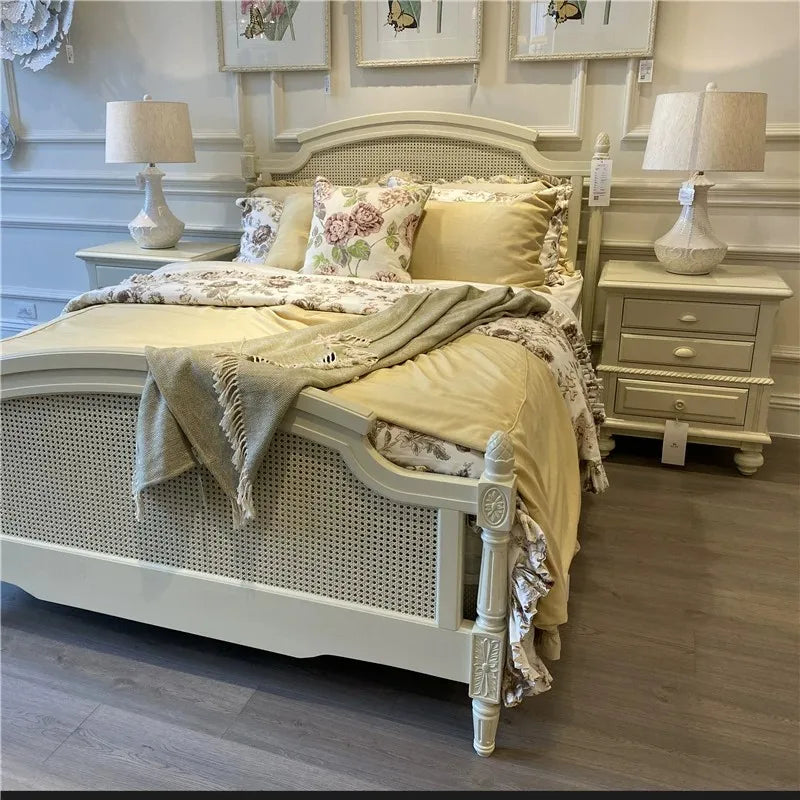 Modern French Platform Bed – American Birch Solid Wood Statement Piece | 26-164