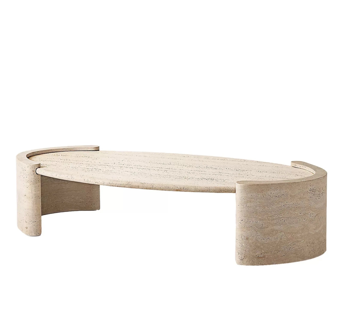 Luxury Oval Travertine Coffee Table Modern Italian Style for Villa