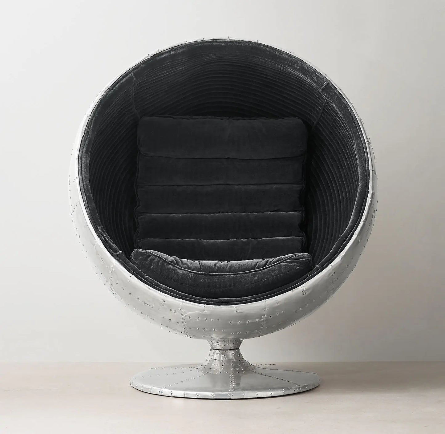 Ball Swivel Chair – Mid-Century Modern Velvet – Architectural Statement Piece