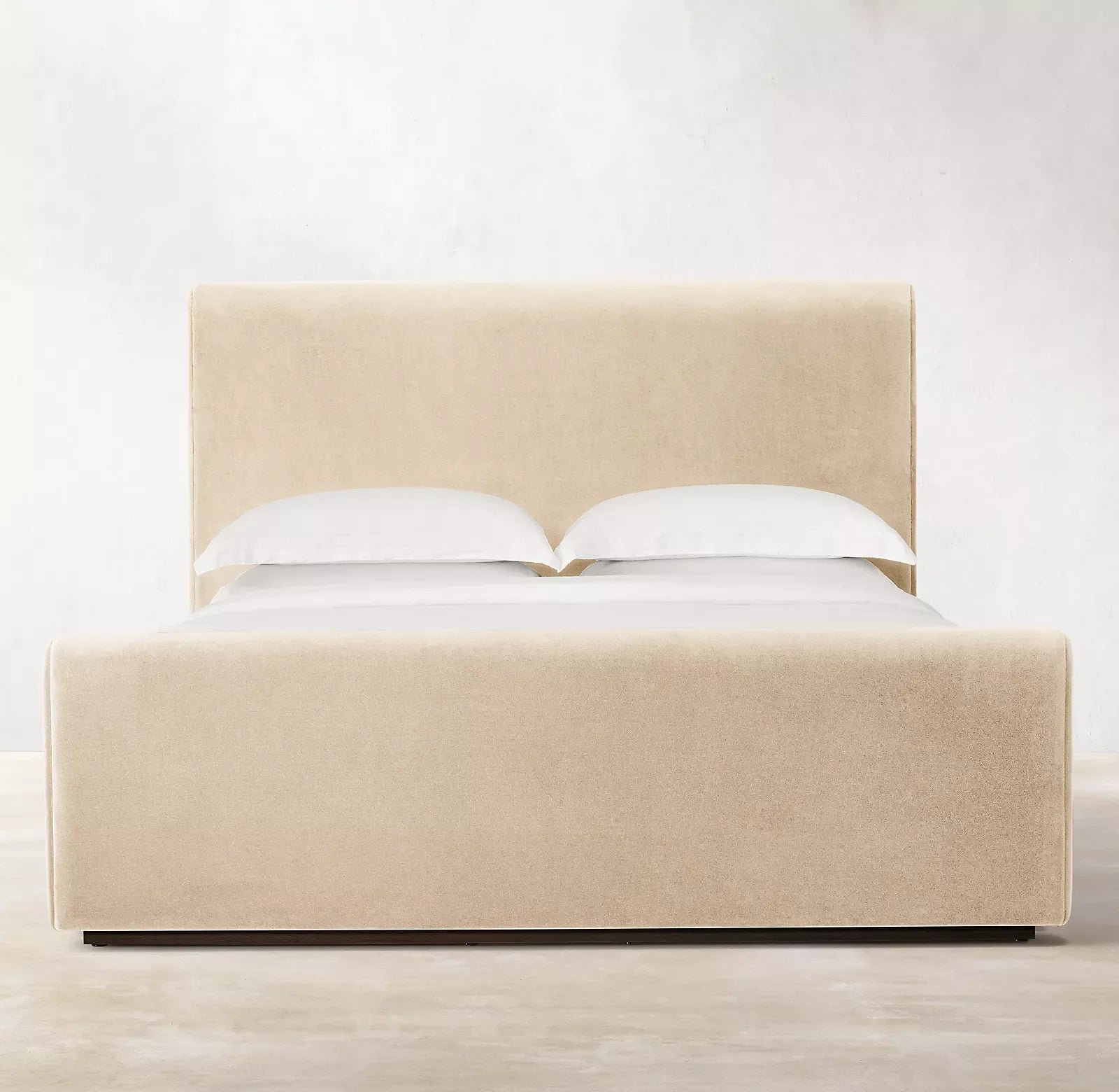 Cloud Platform Bed – Slipcovered Fabric Panel with Goose Feather – Contemporary Design