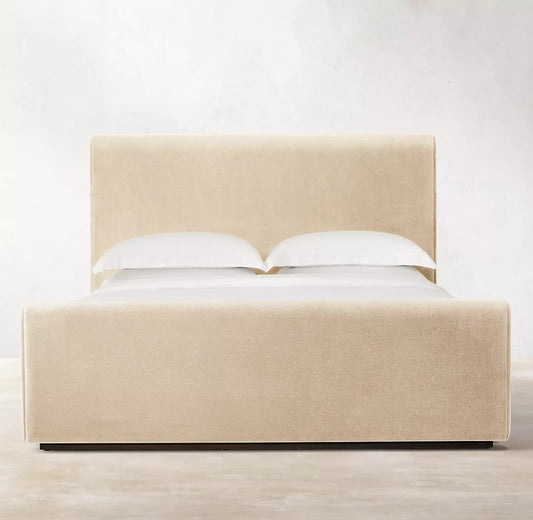 Cloud Platform Bed – Slipcovered Fabric Panel with Goose Feather – Contemporary Design