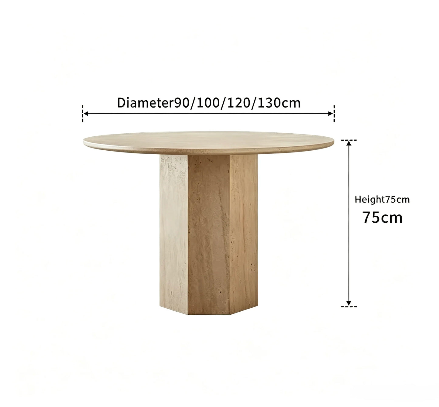 Luxury Round Travertine Dining Table Hexagonal Pedestal Minimalist Italian Style