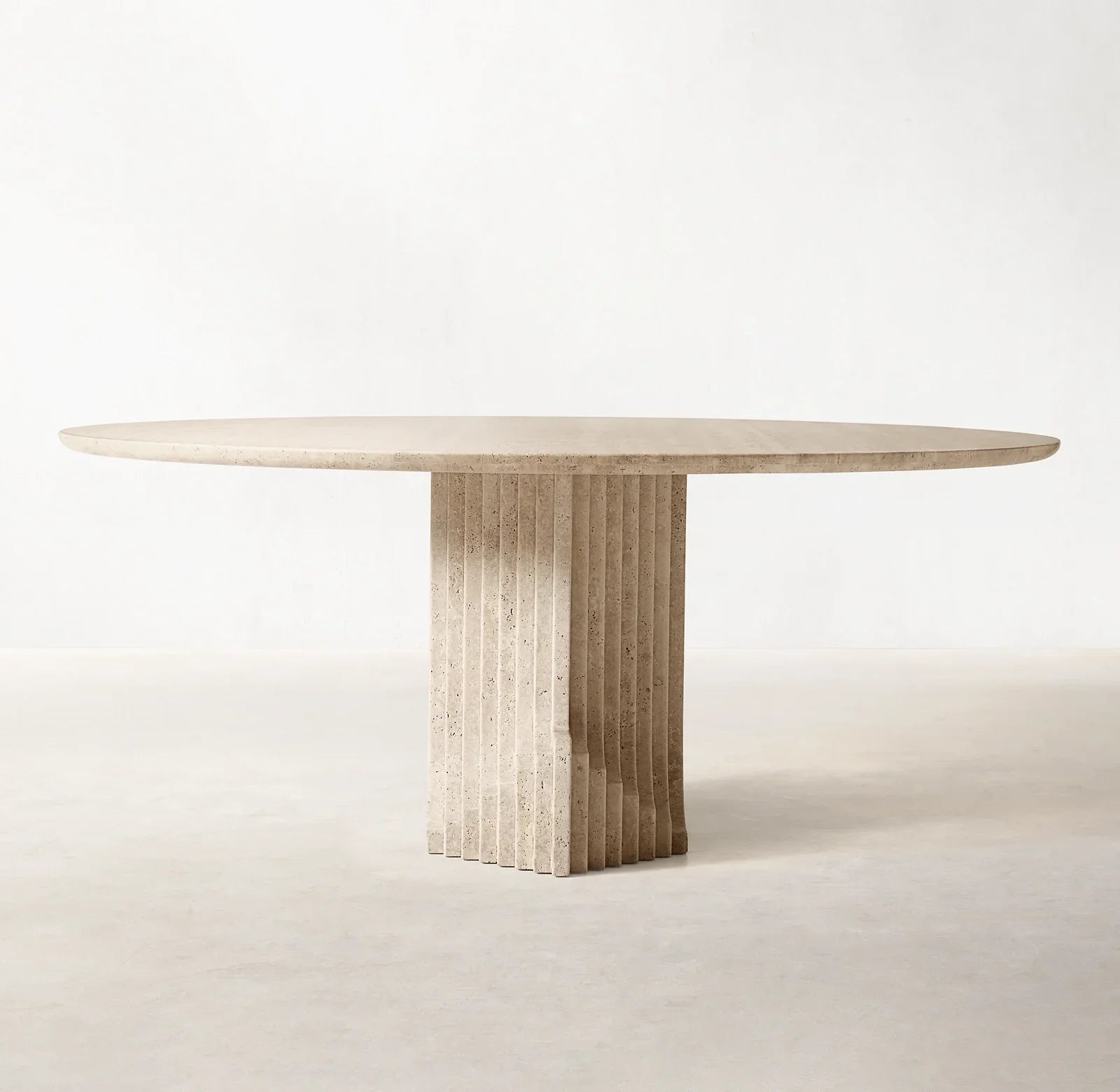 Round Dining Table – Streda Italian Arabescato Marble or Travertine Statement Piece