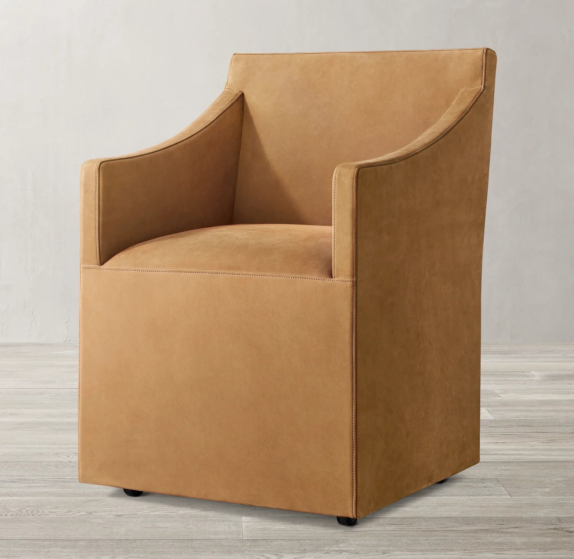Ellison Slope Arm Dining Armchair – Leather and Solid Wood Modern Chair