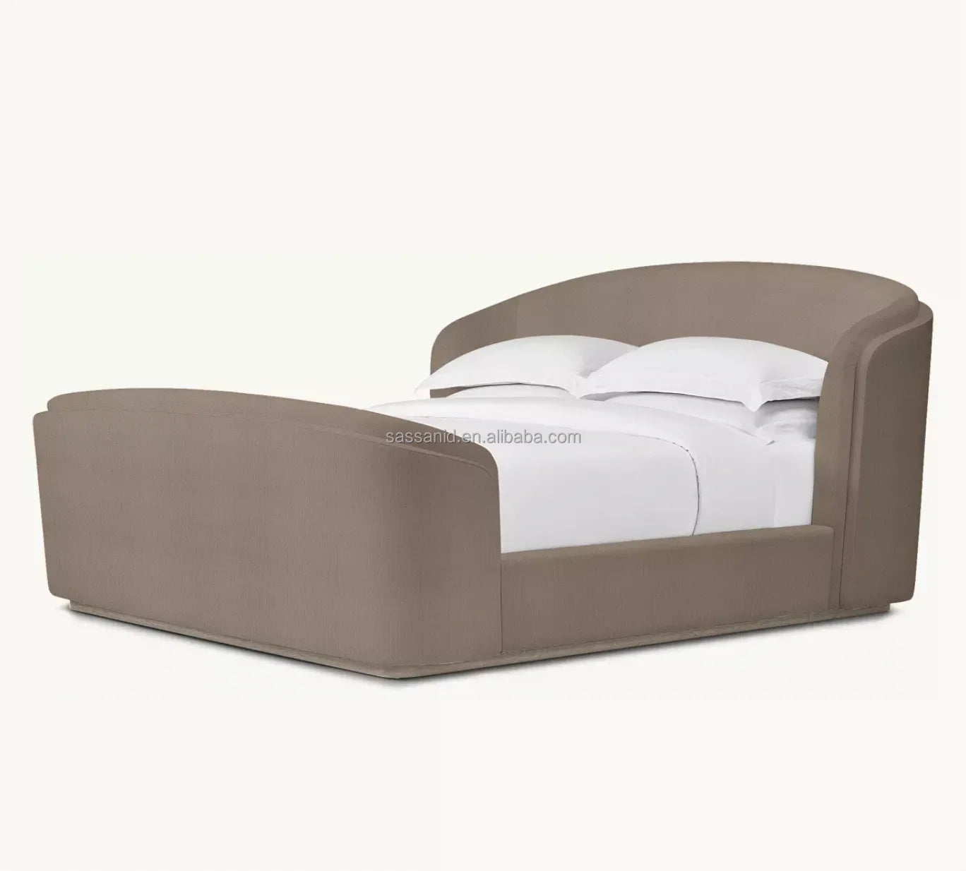 Fabric Shelter Bed – Rice White Tufted Modern Design | 85311-455
