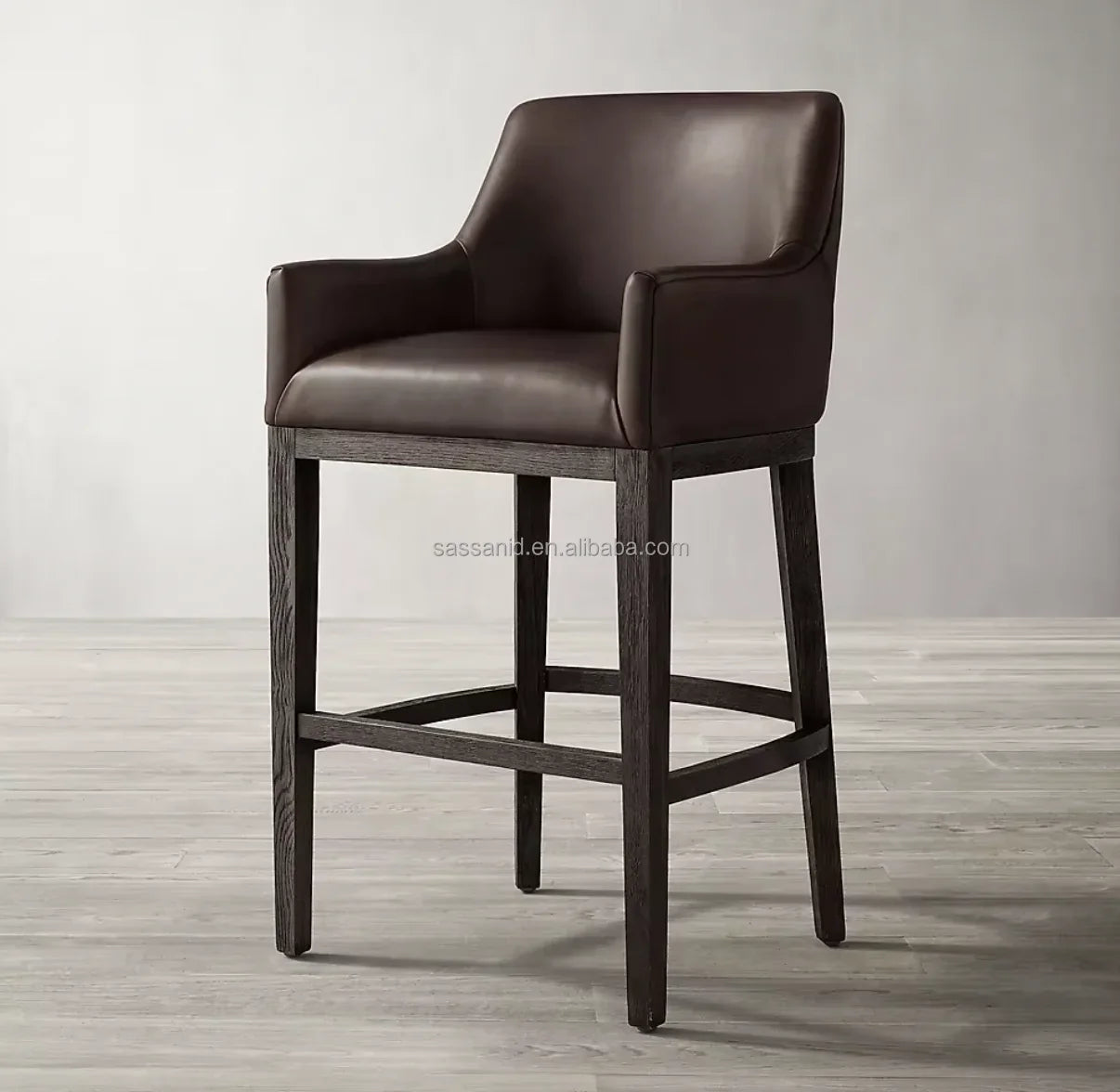 Morgan Curved-Back Leather Bar & Counter Stool – Nordic Oak Furniture